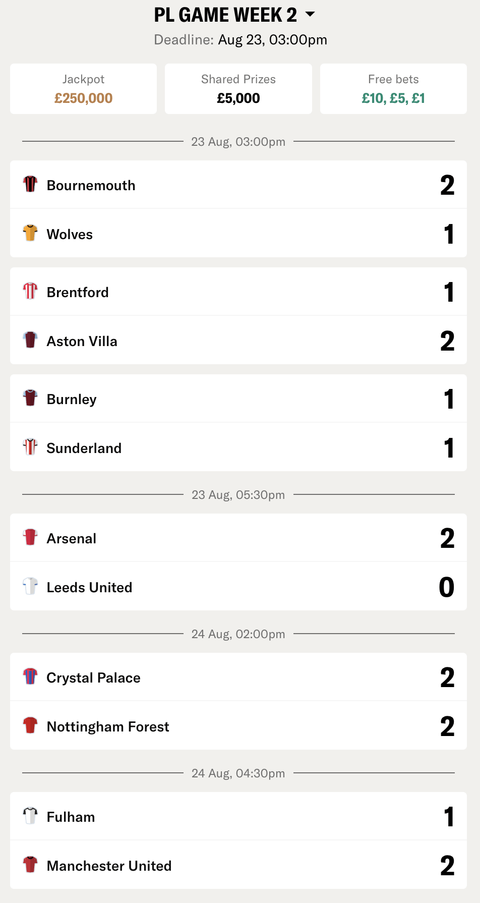 Our Gameweek 2 Predictions